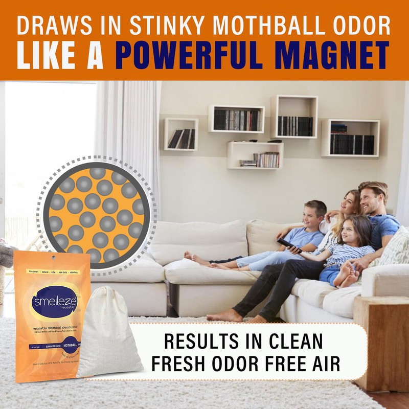 SMELLEZE Reusable Mothball Smell Remover & Odor Eliminator – Eliminate