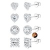 Sanfenly 4 Pairs Sterling Silver CZ Stud Earrings for Women