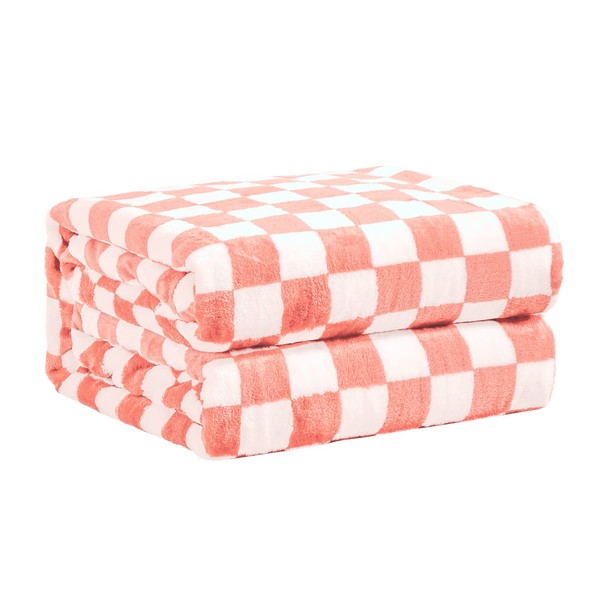 FY FIBER HOUSE Checkered Flannel Fleece Throw Blanket Soft Cozy