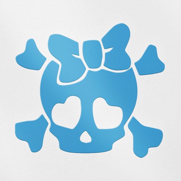 Transparent Decal Stickers of Girly Skull 1 (Azure Blue) Premium