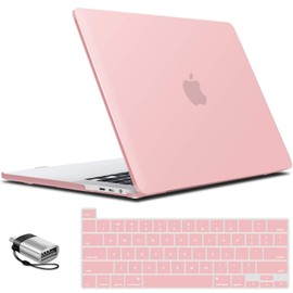 IBENZER Compatible with MacBook Pro 16 Inch Case A2141 Release 2020 2019, Hard Shell Case with Keyboard Cover & Type C Adapter for Old Version Mac Pro 16’’, Rose Quartz, T16RQ+1TC