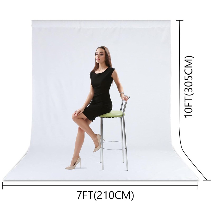 Zdada White Backdrop Screen Background,7x10ft/2.1x3M Collapsible Background Photography，Washable Polyester Photography