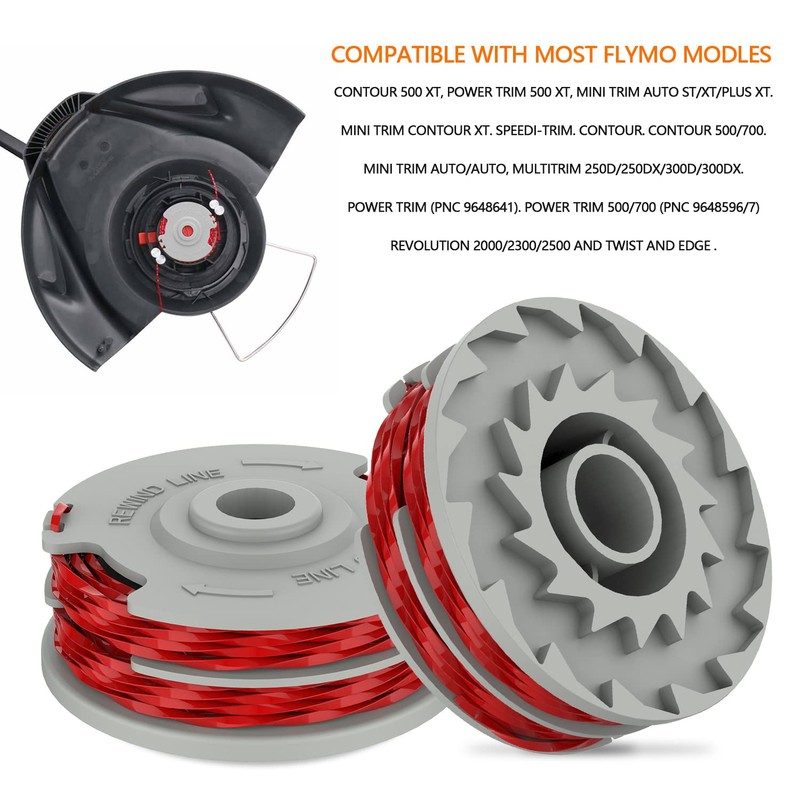 FUSHUI 2 Pack Strimmer Spool,Double Line Autofeed Spool and Line,Strimmer