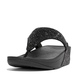 Fitflop Women's Lulu Toe Post Flip-Flop, Black Glitter, 4.5 UK