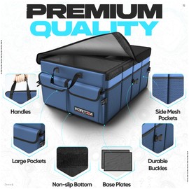 FORTEM Trunk Organizer For SUV Car Trunk Organizer, Foldable Storage, Car Accessories for Women Men, Collapsible Bag, Perfect Christmas Gifts, 600D Oxford, Non Slip Bottom, Straps, Soft Cover (65L)