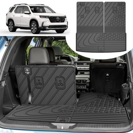 Cargo Liner & Backrest Mat Fit for Honda Pilot 2023 2024 2025: Cargo Mat with Backrest Mat Behind 3rd Row Back Seat Protector - All Weather Protection Trunk Mat with Back Seat Cover Pilot Accessories