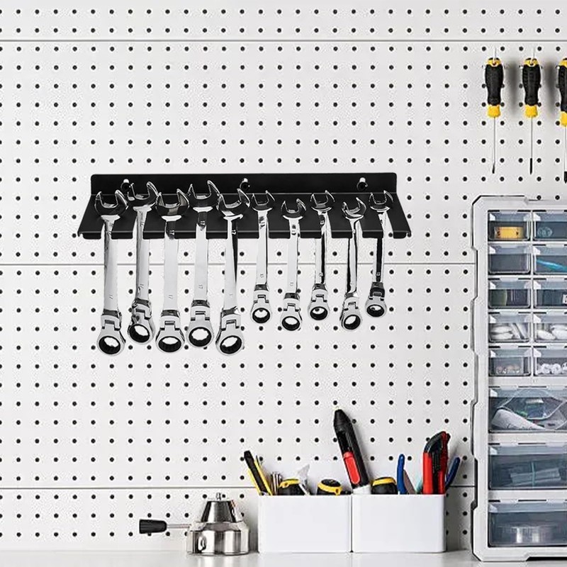 HSUYUN Spanner Holder, Carbon Steel Spanner Holder, Wall Mounted, Black
