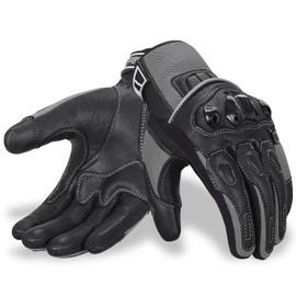 Oro Biker Oro Biker Motorbike Motorcycle Gloves, Premium Leather and Summer Mesh Hard Knuckle Touch Screen Motorbike Gloves Racing ATV Riding Gloves for Men (Medium, Black/Grey)