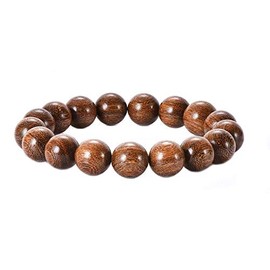 anzhongli Prayer Beads Bracelet 12MM for Men and Women Beaded Bracelet Sandalwood Elastic (12mm 17 beads Gold sandalwood)