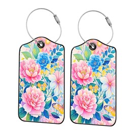 Qrifaro 2 Pcs Luggage Tags for Suitcases PU Leather Cruise Ship Luggage Tags with Privacy Cover Label Address Card and Durable Metal Ring Suitable for Men Women Handbags Backpacks (Pink)