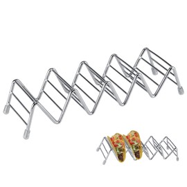 Taco Holder Stand, Wave Stainless Steel Rustproof Taco Frame Hold Burrito Dishwasher Safe Tortilla Stand Kitchen Gadget Tool for Tacos Sandwiches Sausages Holder (4-5 Slot Rack)