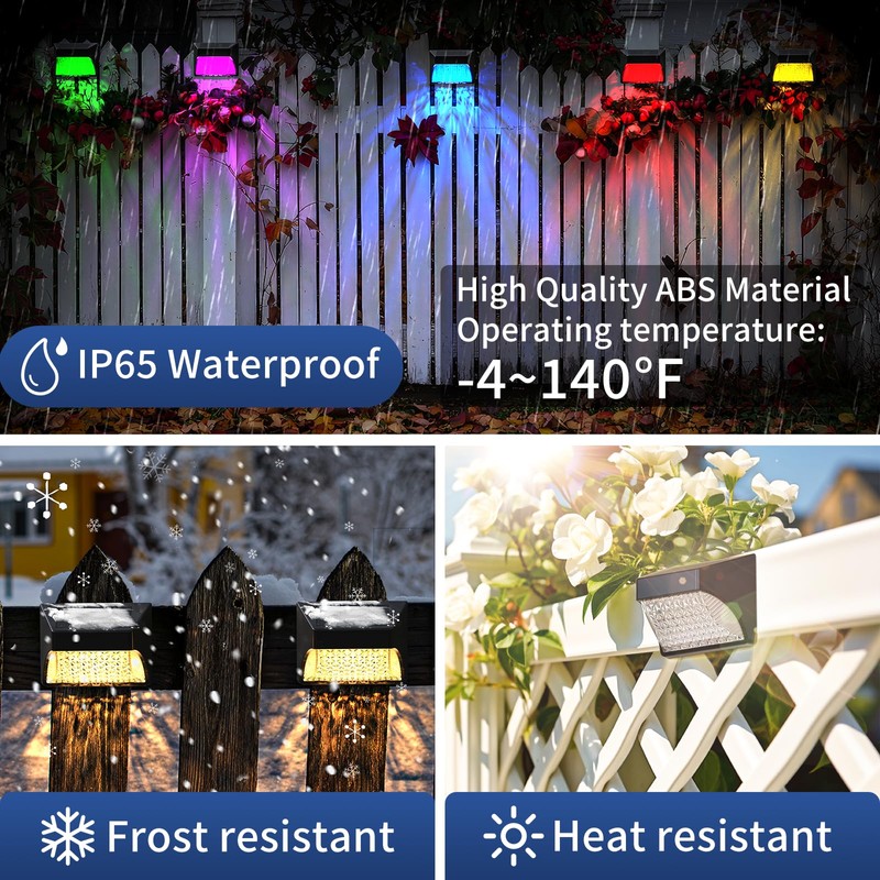 Tadyreal Solar Fence Lights Outdoor Waterproof Ip65, 10 Lighting Modes