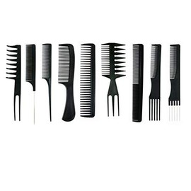Professional Salon Hair Styling Comb set 10 pcs Hairdressing Stylists Barbers Combs Styling Comb Set for Barbers Straight Hair Comb Barbers Brush Black