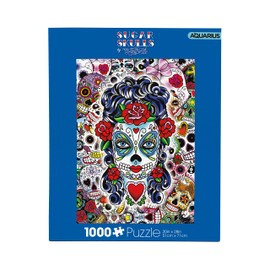 AQUARIUS Rompecabezas de Calavera de azúcar (Rompecabezas de 1000 Piezas) – Sin deslumbramiento – Ajuste de precisión – Producto Oficial de Sugar Skulls y coleccionables – 14 x 19 Pulgadas