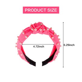 2pcs Neon Pearl Knotted Headbands,Neon Pink & Yellow Hair Hoop for Women,80s 90s Retro Hair Accessories,Wide Top Knot Hairband, Embellished Head band,Neon Accessories for Holiday Party Favor Gifts