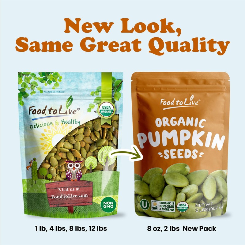 Food to Live Organic Dry Roasted Pumpkin Seed Kernels with