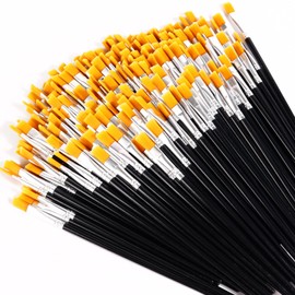 200Pcs Paint Brushes for Acrylic Painting Kids Paintbrushes Flat Nylon Hair Crafts Brush Small Oil Watercolor Artist Supplies Bulk for Children and Adult, Black