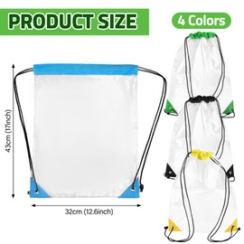 MAQIHAN 4PCS Clear Drawstring Bags - Clear Backpack Stadium Drawstring Bag for Women and Men Waterproof Pvc Backpack for Stadium Events, Music Festival, Shopping, Sports, Concert