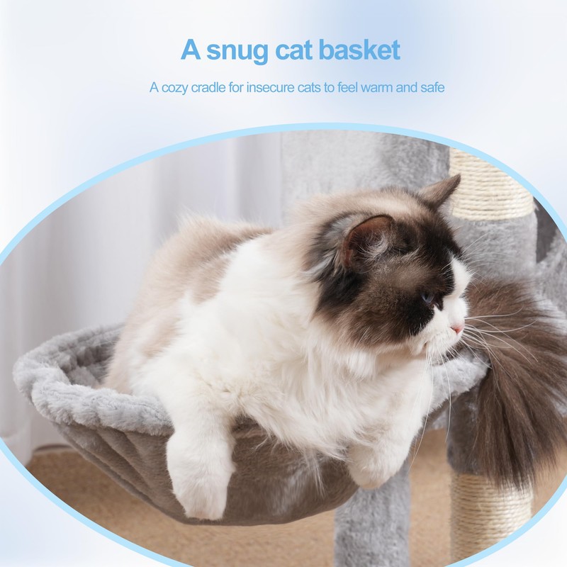 Hey-brother Cat Tree Tower, Scratching Posts with Removable Toys, Cozy