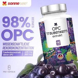 Sonnesee 240 OPC Capsules for 8 Months - High Dose with 385 mg - Made from European Premium Grape Seeds - Vegan, Laboratory Tested