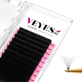 VEYES INC Cashmere Smart Fan Lash Extensions 0.03 0.05 0.07 C/CC/D Curl 8-20mm Mixed & Single Length, Super Matte Black Volume Lashes, Professional Supplies for Lash Techs (0.03 C 11mm)