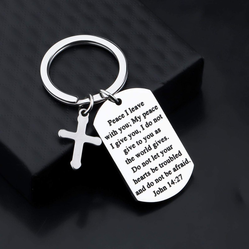 Gzrlyf Bible Verse Keychain John 14:27 Peace I Leave with