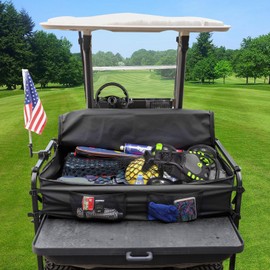 Cartalia Golf Cart Rear Storage Bag for 4 Passenger EZGO, Club Car, Yamaha Golf Carts, 900D Water-Repellent No Drilling Grocery Shopping Cargo Box with Secure Net and Adjustable Straps for 2+2 Seat