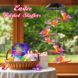 Winzwon Easter Basket Stuffers for Adults, Mothers Day Mom Gifts, Winzwon Solar Lights Outdoor Wind Chimes for Outside Garden Yard Patio Porch Decor Hanging Butterfly Decorations, Birthday Gifts for Women Her