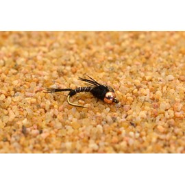 12 Flies - Bead Head Black Micro Mayfly Nymph Fishing Fly - Mustad Signature Fly Hooks (12ct Assortment)