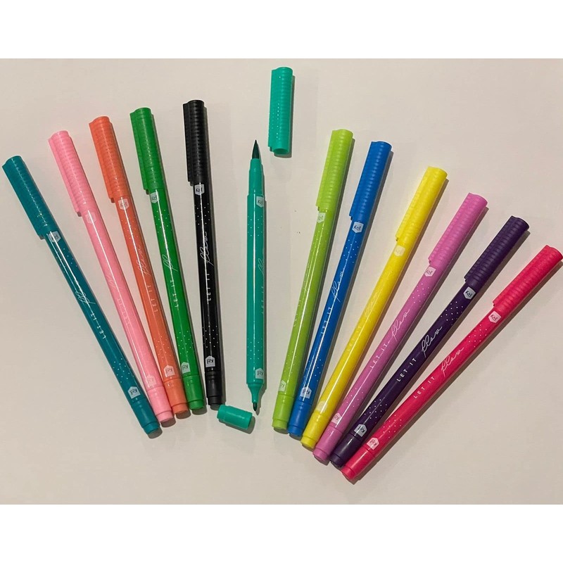 Marcadores Lettering Kiut Doble Punta (Pincel y fina) C/12 Pzas