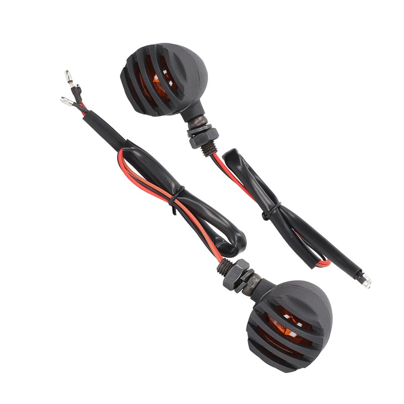 Pair Motorcycle Turn Signal Light with Grill Cover 3 Wires