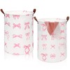 CroBlissful 2 Pcs Coquette Pink Bow Laundry Basket Coquette Storage