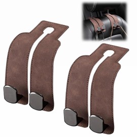 Yuqilin Pack of 2 Car Hooks Headrest Hooks Universal Car Hooks Back Seat Headrest Hooks Storage Hooks Car Hooks for Wallets and Bags for Coats Umbrellas Grocery Bags Handbag (Brown)