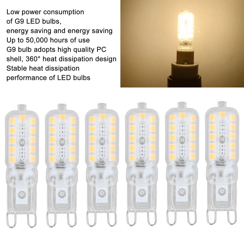 6pcs G9 LED Bulb 5W Transparent Cover 22LED Dimmable G9