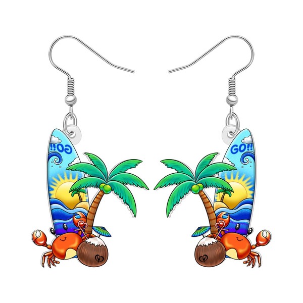 DALANE Acrylic Fun Exotic Hawaii Tropical Island Coconut Tree Earrings