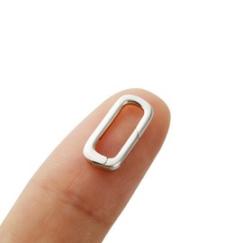 925 Sterling Silver Long Rectangular Spring Bail Connector Clasp 13.5mm Small Carabiner