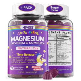 Magnesium Glycinate Gummies for Adults  Kids 4, Sugar Free Magnesium Bisglycinate Supplement 400200mg with B6D3, 5HTP, L-Theanine for Sleep...        