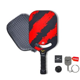 Warping Point Pickleball Paddle, Carbon Fiber, Thermoformed, Edgeless Design, USAPA Approved, 13mm/16mm/20mm Polypropylene Core, Textured Surface for Spin, Springtok:_Red 13MM