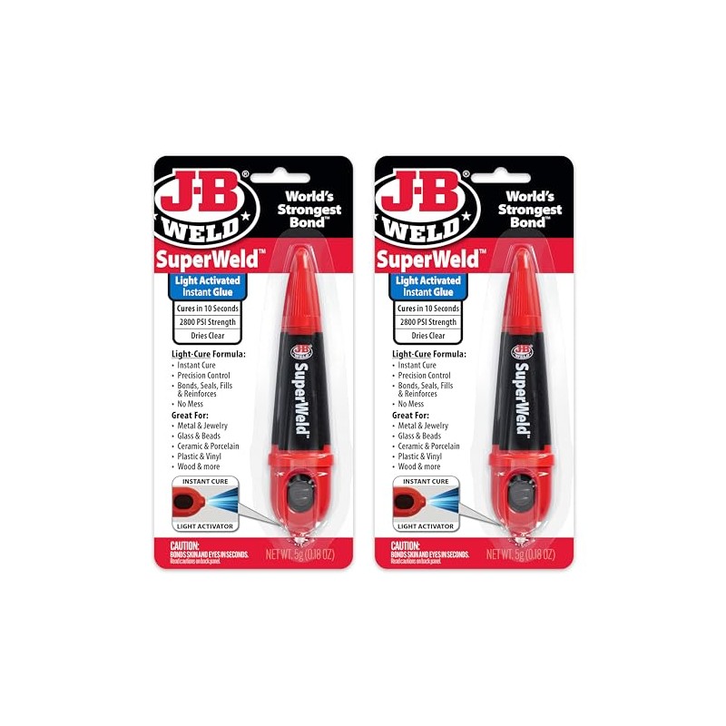 J-B Weld Light-Activated Superglue, Clear, 5g, 2-Pack