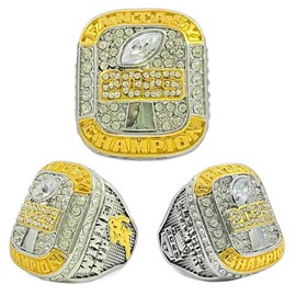 Custom 2025 Fantasy Football League Championship Trophy Rings Prize with Display Case (Silver,9)