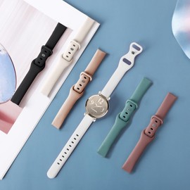 CUNUJIX Slim Silicone Watch Bands Compatible with Garmin Lily 2 / Lily 2 Active, Soft Narrow Sport Strap for Garmin Lily 2 Women (4 Pack)