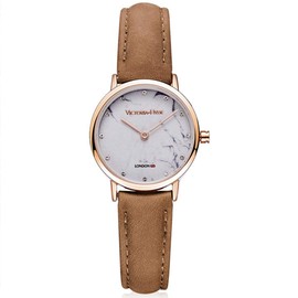 VICTORIA HYDE Klein Uhr Damen Marmor Zifferblatt Analoges Quarzwerk Leder Armband