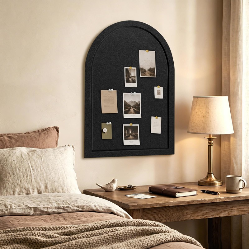 VABAMNA Arched Felt Bulletin Board 24" x 18", Grooved Edge