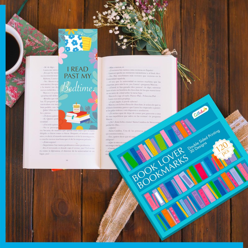 120 PCS Book Lover Bookmarks, 30 Unique Designs Double-Sided Read