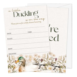 Gsauto Baby Shower Invitations, 25 Sets Double-Sided Gender Reveal Invites with Envelopes, Mallard Duck Invitation Cards for Party Favor Decorations -A17