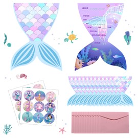 12 x Mermaid Invitation Cards, Invitation Cards, Children's Birthday Mermaid with 12 x Envelopes and 12 x Stickers, Invitation Cards Birthday Girl, Invitation for Birthday Party Children's Party