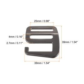 sourcing map Pack of 2 Metal Buckles Webbing 0.98 Inches 25 mm G-Hook Sliding Buckle Adjustable Buckles for DIY Handmade Backpack Bags Belts, Dark Grey