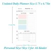 A6 Weekly Planner Refills for Filofax Personal Binders, 53 Sheets/106