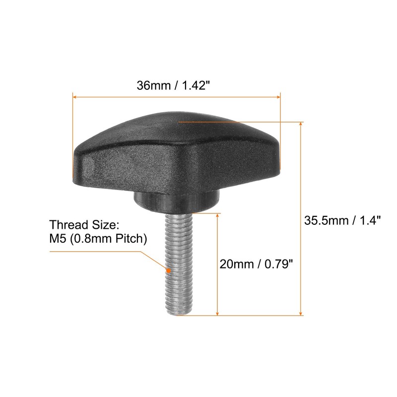 HARFINGTON 4pcs Tee Wing Knobs Thumb Screws M5 x 20mm