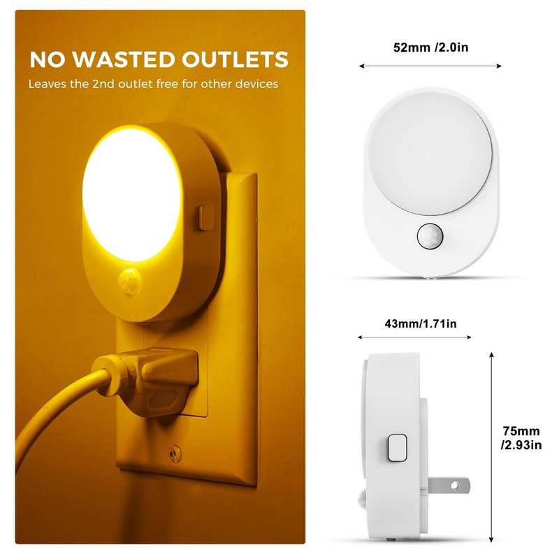 L LOHAS LED Motion Sensor Night Light,[2-Pack] Night Lights Plug
